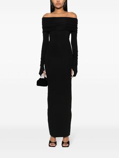 MANURI Amara 2.6 Maxi Dress - Farfetch Bohemian Wedding Guest, Bardot Neckline, Maxi Dress Black, Versace Outfit, Yoko London, City Dress, Summer Beach Wear, Lady Dior, Black Maxi Dress