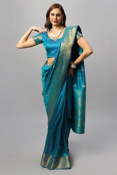 Saree With Coat, Reception Sarees, One Minute Saree, Formal Saree, Blue Silk Saree, Saree With Belt, Floral Print Sarees, Floral Saree, Bridesmaid Saree