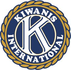 the kiwans international logo is shown in blue and gold, with a rope around it