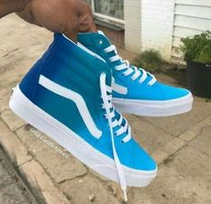 Custom Vans High Tops, Vans Azul, Vans High Tops, Vans High