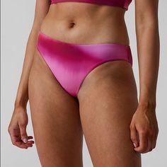 Athleta Surf Blur Fuchsia Bikini Bottom Sporty Pink Tankini For Pool, Pink Seamless Athleisure Swimwear, Pink Sporty Tankini For Swimming, Sporty Pink Tankini For Swimming, Pink Seamless Sports Swimwear, Pink Athleisure Swimwear, Purple Athleisure Swimwear For The Beach, Sporty Fitted Pink Tankini, Pink Athleisure Swimwear For Pool