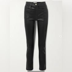 Frame Le Sylvie Leather Pant 100% Lamb Leather Brand New With Tags No Rips/ No Flaws Size 31 Leather Straight Leg Jeans For Workwear, Elegant Fitted Mid-rise Leather Pants, Leather Jeans With Five Pockets For Work, Mid-rise Fitted Leather Pants For Work, Fitted Mid-rise Leather Pants For Workwear, Classic Fitted Leather Pants With Five Pockets, High Waist Leather Jeans For Work, Chic Black Leather Jeans, Elegant High Rise Leather Pants For Work