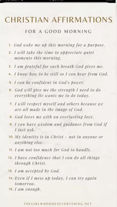 a page from the book christian affirmations for a good morning