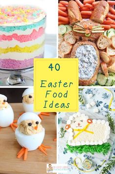 easter food and desserts are featured in this collage