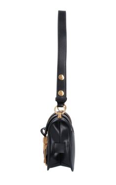 The Balmain Blaze Leather Shoulder Bag in black boasts an adjustable top leather shoulder strap for added convenience, secured with a snap flap closure. Its gold flap logo and double buckle detail on the front add a touch of sophistication. Plus, the bag features a flat back pocket and interior flat pocket within the spacious main compartment. Size and fit: H 6"/15cm X L 9"/23cm X D 2.75"/7 cmStrap span: 24.9"/63 cmComposition: 100% Calfskin LeatherHardware: Golden metalSignature dust bag includ Leather Shoulder Bag With Logo Hardware For Travel, Black Leather Flap Bag With Logo Hardware, Black Flap Bag With Logo Hardware For Everyday Use, Gold Shoulder Bag With Logo Hardware For Travel, Classic Shoulder Bag With Metal Logo, Gold Business Bags With Metal Logo, Evening Flap Bag With Logo Hardware In Leather, Evening Leather Flap Bag With Logo Hardware, Leather Flap Bag With Logo Hardware For Everyday Use