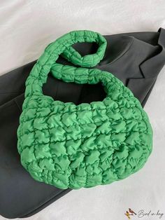 Bird in Bag - Womens Shoulder Bag with Large Capacity, Embroidery Thread, and Cloud Design. Quilted Green Shoulder Bag For Travel, Quilted Shoulder Bag For Spring, Green Quilted Shoulder Bag For Travel, Green Quilted Shopping Bag, Green Fabric Tote Bag, Green Quilted Crossbody Shoulder Bag, Green Fabric Bag For Everyday Use, Trendy Green Quilted Shoulder Bag, Everyday Green Quilted Bag