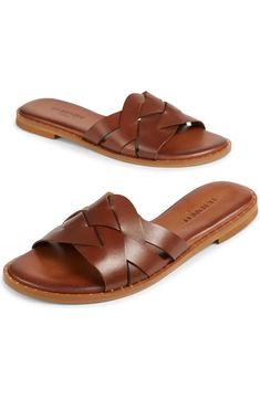 LK Bennett Amara Slide Sandal (Women) | Nordstrom Classic Open Toe Footbed Sandals For Vacation, Classic Mules With Leather Footbed For Vacation, Classic Slide Sandals For Vacation, Classic Brown Slides With Leather Lining, Classic Leather Mules For Vacation, Classic Beach Mules With Leather Footbed, Classic Mules With Leather Footbed For Beach, Elegant Leather Slides With Cushioned Footbed, Leather Slides With Woven Sole