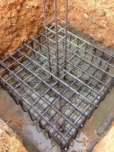 the foundation is being constructed with steel bars