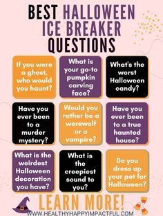 the best halloween icebreaker questions info sheet for kids and adults to use in their classroom