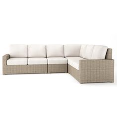 HDPE Wicker Powder-coated aluminum frame Birch Lane™ Birch Lane™ Hutsonville 116" Wide Outdoor L-Shaped Patio Sectional with Cushions - Outdoor Sofas in White | Size 35" H X 116" W X 91" D Wicker Outdoor Sectional, Patio Ottoman, Patio Bar Stools, Outdoor Sofas, Outdoor Loveseat, Patio Rocking Chairs, Patio Sectional, Patio Dining Chairs, Outdoor Chaise