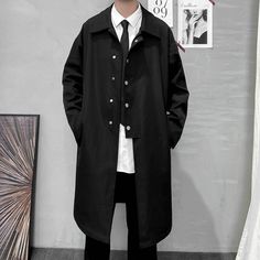 Wiaofellas Long style coat Men spring Loose style fashion Trench Coat Men's Casual Windbreakers Male High Quality Jackets men M-3XL Topcoat Men, Fashion Trench Coat, Mens Wool Overcoat, Striped Shirt Men, Long Coat Men, Peacoat Men, Overcoat Men, Winter Overcoat, Men's Trench Coat