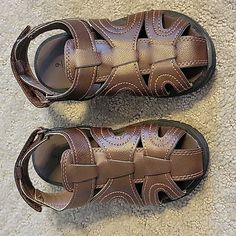 Carter's Toddler Brown Sandals, Size 9. New Without Tags Or Box, In Perfect Condition. Brown Non-slip Synthetic Sandals, Non-slip Open Toe School Sandals, School Sandals With Non-slip Round Toe, Non-slip Open Toe Sandals For School, Brown Closed Toe Non-slip Sandals, Non-slip Synthetic Sandals For School, Open Toe Synthetic Sandals For School, Brown Non-slip Round Toe Sandals, Synthetic Sandals With Soft Sole And Round Toe