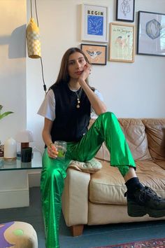 Outfit Ideas January, Look Boho Chic, Cher Horowitz, Clothing Outfit Ideas, Looks Street Style, Green Pants