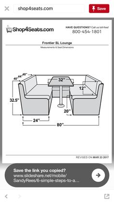 an image of a table and chairs with measurements for each seat in the same room