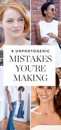 the words, 8 unphotogenic mistakes you're making are overlaid with images of models