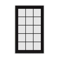 a black and white window with squares on the glass, in front of a white wall