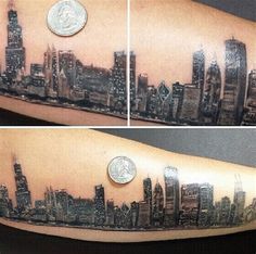 this is an image of a city skyline tattoo