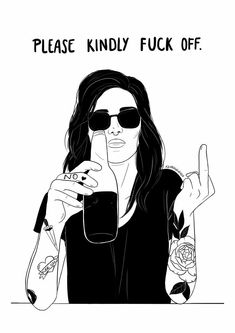 a black and white drawing of a woman with sunglasses holding up a drink in front of her face