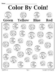 the color by coin game is shown in black and white