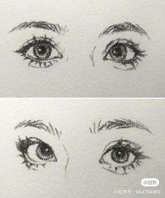 three different views of an eye, one showing the iris's eyes and the other with