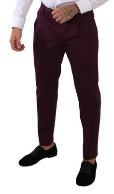 DOLCE & GABBANA Gorgeous, brand new with tags 100% Authentic Dolce & Gabbana mens pants crafted from cotton stretch features a zipper and button closure. Style: Chinos trousers Color: Purple Fitting: Regular fit Zip and button closure Logo details Made in Italy Material: 97% Cotton 3% Elastane Fitted Cotton Pants For Semi-formal Occasions, Semi-formal Cotton Fitted Pants, Fitted Cotton Chinos For Semi-formal Occasions, Semi-formal Fitted Cotton Chinos, Formal Slim Fit Cotton Pants, Slim Fit Cotton Dress Pants For Semi-formal Occasions, Cotton Slim Fit Dress Pants For Semi-formal Occasions, Tapered Chinos, Dolce And Gabbana Jeans