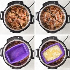 four pictures showing how to make an instant pot meal