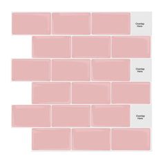 the pink brick wallpaper is shown in three different sizes and colors, including light pink