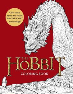 the hobbit coloring book with an image of a white dragon on red background