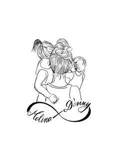 a mother holding her child in her arms with the word jenny on it's back