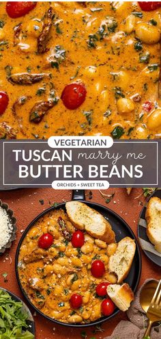 vegetarian tuscann mozzarella butter beans with tomatoes and bread