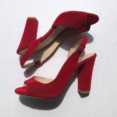 Red Fancy Heels, Perfect For Any Occasion. Brand New, Never Worn Before. Red Sandals Heels, Fancy Heels, Suede High Heels, Red Sandals, Red Suede, Shoes Women Heels, Sandals Heels, Shoes Heels, High Heels