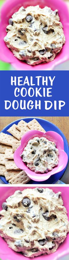 healthy cookie dough dip recipe on a pink plate