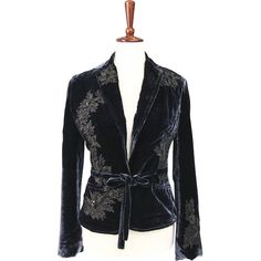 Vintage Velvet Jacket Blazer Embroidered and Beaded | Shop THRILLING Embroidered Evening Blazer For Winter, Embroidered Long Sleeve Evening Blazer, Long Sleeve Embroidered Evening Blazer, Embroidered Winter Evening Outerwear, Fitted Party Outerwear With Intricate Embroidery, Embroidered Fitted Evening Outerwear, Embroidered Fitted Outerwear For Evening, Fitted Embroidered Evening Outerwear, Black Velvet Blazer