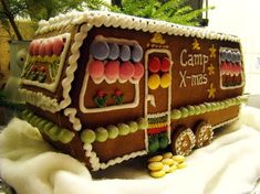 a large gingerbread truck decorated with candy and candies