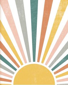 the sun is shining brightly in this retro poster