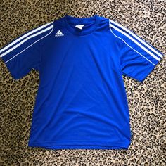 Royal Blue Adidas “Climalite” Athletic Short Sleeved T Shirt. Brand New Condition. Never Worn. Women’s Size Small. Adidas Blue Tops With Three Stripes, Blue Athleisure Tops With Three Stripes, Blue Adidas Tops With Three Stripes, Adidas Blue Three Stripes Top, Adidas Blue T-shirt For Summer, Adidas Blue Graphic Print Tops, Adidas Blue T-shirt For Streetwear, Sporty Blue Adidas Logo T-shirt, Adidas Blue Short Sleeve T-shirt