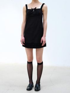 Composition : UPPER - COTTON 97%, POLYURETHANE 3%Country of Origin : Republic of Korea Frill Mini Dress, Mini Dress Black, Mini Black Dress, No Frills, Dress Black, Jumpsuit Dress, Dress Outfits, Composition, Jumpsuit