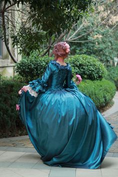 Madame Pombadour Green Dress Marie Antoinette, Rococo Style Baroque Victorian Dress Dress Paris Wedding Shoes - Etsy Marie Antoinette Dresses, Waltz Dress, Antoinette Dress, Gothic Fashion Women, Dress Paris, Mardi Gras Costumes, Paris Wedding, Rococo Style, Carnival Costumes