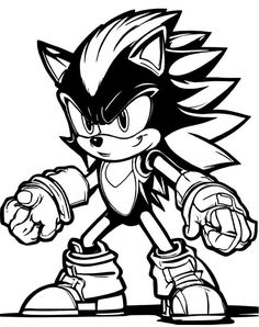 sonic the hedge character in black and white