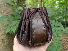 Leather Rune Pouch Bag Customizable Choose Your Rune | Etsy Everyday Hand-tooled Leather Pouch, Custom Leather Bag, Dark Chocolate Brown, Coin Purses, Leather Pouch, Custom Leather, Pouch Bag, Runes, How To Make Beads