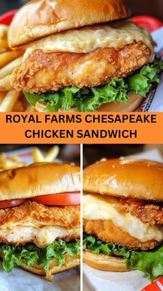 the royal farms cheesecake chicken sandwich has been cut in half and is ready to be eaten