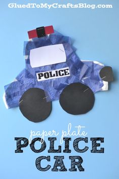 a paper plate police car made out of construction paper