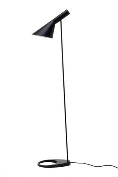 a black floor lamp on a white background