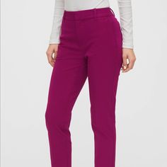 Nwt Magenta Slim Ankle Pants. Pants Are Magenta, Blue Pants Shown To Show Details. Sold Out Online! Elegant Gap Straight Leg Bottoms, Chic Straight Pants By Gap, Purple Elastane Bottoms For Spring, Chic Gap Straight Leg Pants, Stretch Ankle-length Purple Pants, Purple Ankle-length Bottoms With Pockets, Purple Stretch Ankle-length Pants, Purple Ankle-length Pants With Pockets, Gap Straight Pants For Work