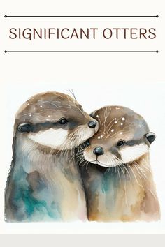 two baby otters hugging each other with the words,'significant otters'above them