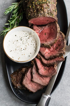 Ina Garten Beef Tenderloin Sauce Prime Rib Wedding Dinner, Roast Beef With Horseradish Sauce, Horseradish Roast Beef, Herb Crusted Roast Beef, Horseradish Sauce For Roast Beef, English Roast Recipes, Ribeye Roast Recipes, Beef With Horseradish Sauce, Roast Beef Horseradish Sauce