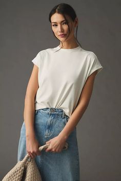 By Anthropologie Muscle Tee | Anthropologie Muscle Tee Outfit, Muscle Tee Outfits, Tee Outfits, Muscle T Shirts, Capped Sleeves, Muscle Tee, Outfit Women, Tee Outfit, 50 Fashion