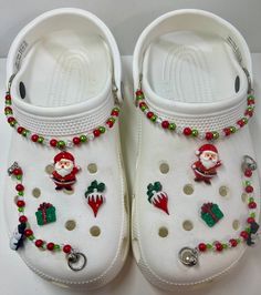 Christmas Croc chains and Jibbitz. Adjustable White Shoe Charms As Gifts, Adjustable White Shoe Charms As A Gift, Goofy Christmas, Croc Style, Croc Charms, Shoe Clips, Christmas Wishlist, It Girl, Stocking Stuffers