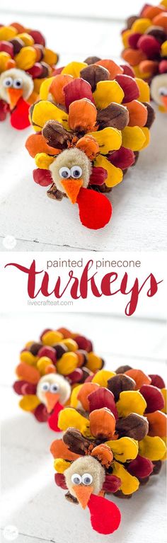 the turkey is made out of pine cones