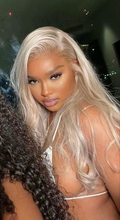 Platinum Wig Black Women, Platinum Blonde Black Women, Platinum Blonde Hair Wig, Platinum Blonde Hair Black Women, Face Card, Platinum Blonde Hair, Colored Hair, Hair Inspiration Color